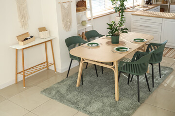 Interior of modern dining room in studio apartment