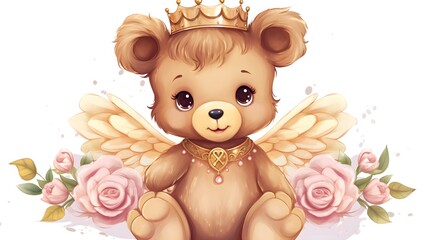 Adorable Cartoon Vector Illustration of a Sitting Teddy Bear for Children's Book Illustrations and Nursery Decor