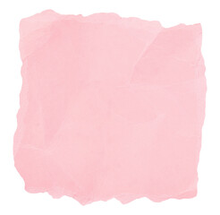 Piece of light pink crumpled paper with torn edge isolated element for design