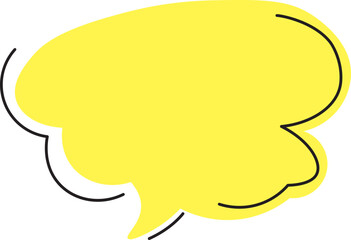 シンプルな手書きの吹き出しレモンイエロー, vector yellow speech bubble