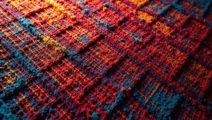 Intricate woven textile with distinct repeating motif, closeup, craft