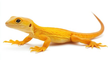 Obraz premium Golden Yellow Lizard Reptile on White Background