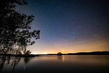 Starry sky over the lake.