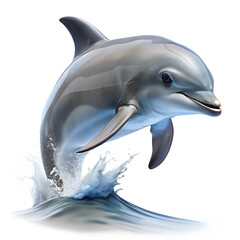 Obraz premium Cute Baby Dolphin Jumping White Background