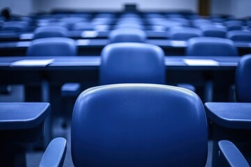 Fototapeta premium Blue conference room chairs and tables