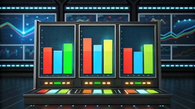 A sleek financial dashboard showcasing futuristic data analytics and visualizations.