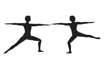 Yoga Poses Woman Set Silhouette, Yoga Asanas Silhouette