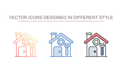 Home Service icon design with white background stock illustration