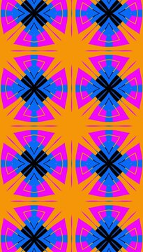 Stunning 4k visual effect of a constantly evolving neon kaleidoscope where geometric forms pulsate rhythmically in a dazzling vertical colorful display animation