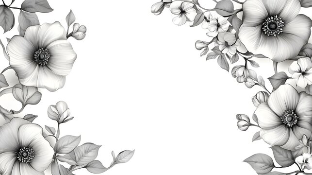 Elegant Floral Grey Invitation Card Template with Stylish Illustration for Events and Celebrations