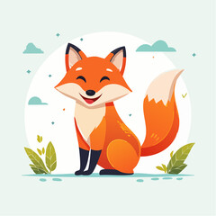 Playful Smiling Fox – Bold Colors, Vector Art2