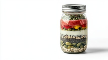 Layered Healthy Breakfast Parfait in a Jar