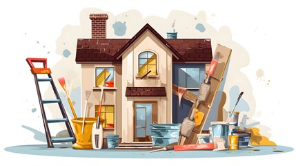 Colorful Cartoon Vector Illustration of Home Repair Services for Marketing Materials