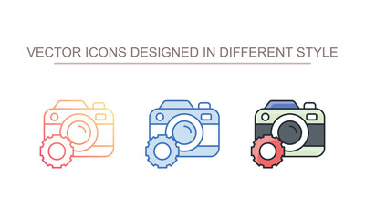 Camera setting icon design with white background stock illustration