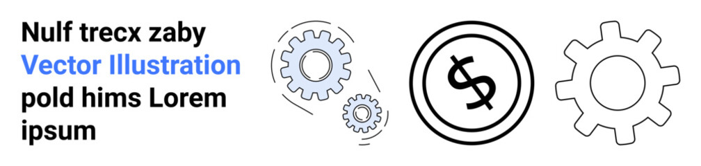 Interconnected gears and dollar sign emphasizing teamwork, workflow, innovation, and finance. Ideal for business strategy, engineering, planning, collaboration, technology economy abstract line