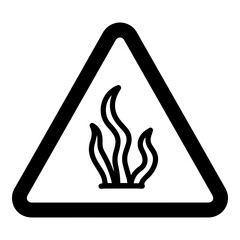 Seaweed Caution Sign Icon, Simple Line Art, Black and White, Warning  