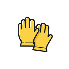Obraz premium Yellow Medical Gloves Icon in Minimalist Style 