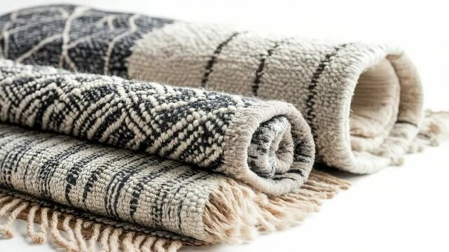 A stack of blankets resting on a table, perfect for decoration or cozy warmth