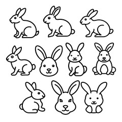 Rabbit icon line drawing