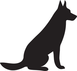 German Shepherd Dog Silhouette Vector | Sitting Pet Animal Icon

