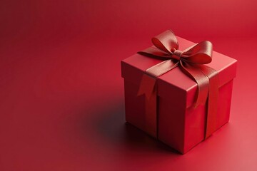 Obraz premium Elegant red ribbon tied gift boxes, gold accents, detail, festive