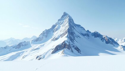 Fototapeta premium Snow-covered mountain peak, stark white landscape , texture, mountain