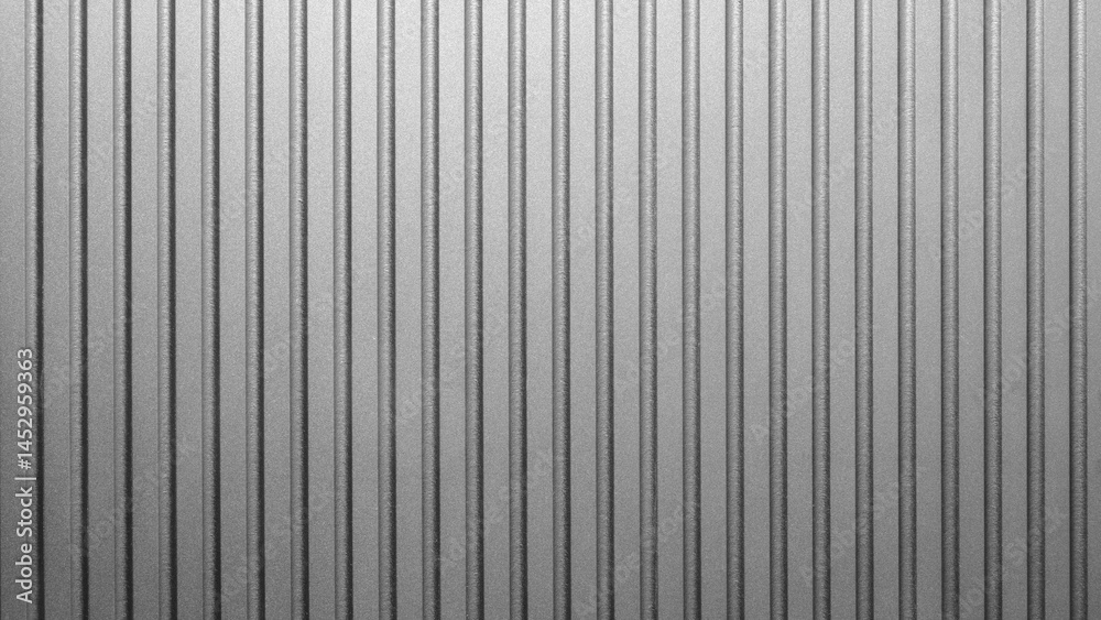 Poster a gray metal background with a pattern of vertical lines. wall is made of metal and has a very clean