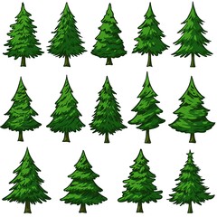 Obraz premium Evergreen Elegance: Hand-Drawn Fir Trees AI Generated