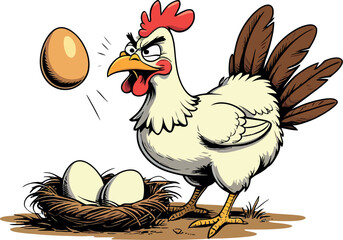 Angry Chicken Protecting Eggs