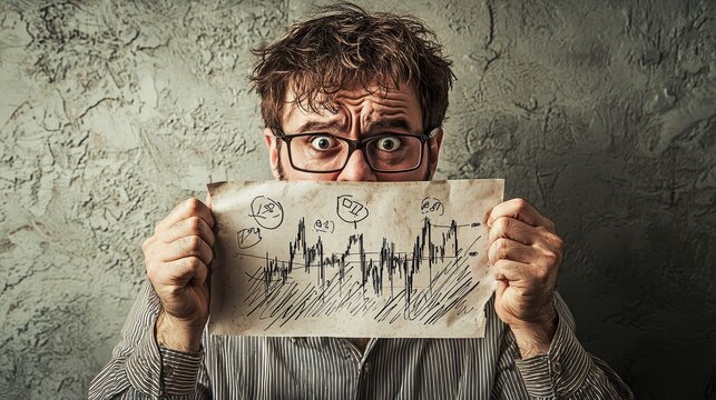 A worried character clutches a crumpled piece of paper, capturing a moment of anxiety and confusion