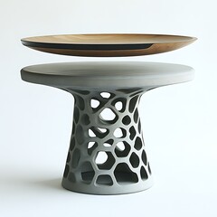 A Modern Design Table with Wooden Plate Displayed Above