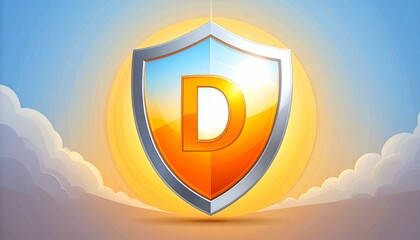 Representation of Letter D - Vitamin D or D3 - Health Supplements and Requirements - Sun Vitamin - Letter D Health Protection and Pills - Yellow Orange Background - Sunlight Defiency
