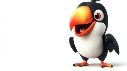 Fototapeta premium Cute cartoon toucan, cheerful expression