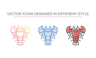 Lobster icon design with white background stock illustration