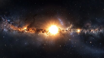 Naklejka premium Cosmic vista of a radiant celestial body.