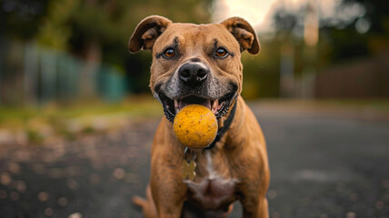 dog play ball
