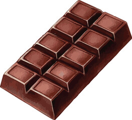 Watercolor illustration of a sweet dark chocolate