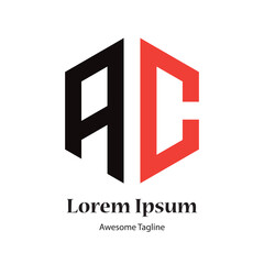 ac letter polygon shape logo design icon