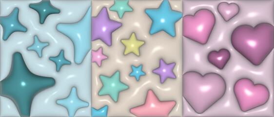 Collection of 3D inflaed shiny backgrounds, editable