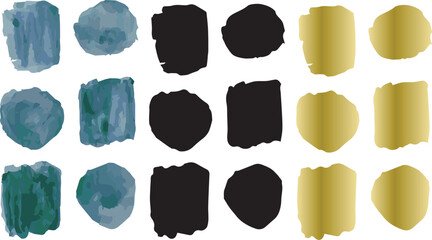Abstract Watercolor, Golden and Black Blob Vector Set