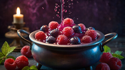 raspberries and blueberries