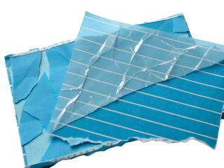 Crumpled Blue Lined Paper Texture Isolated on transparent background cutout, PNG file, Cutout file