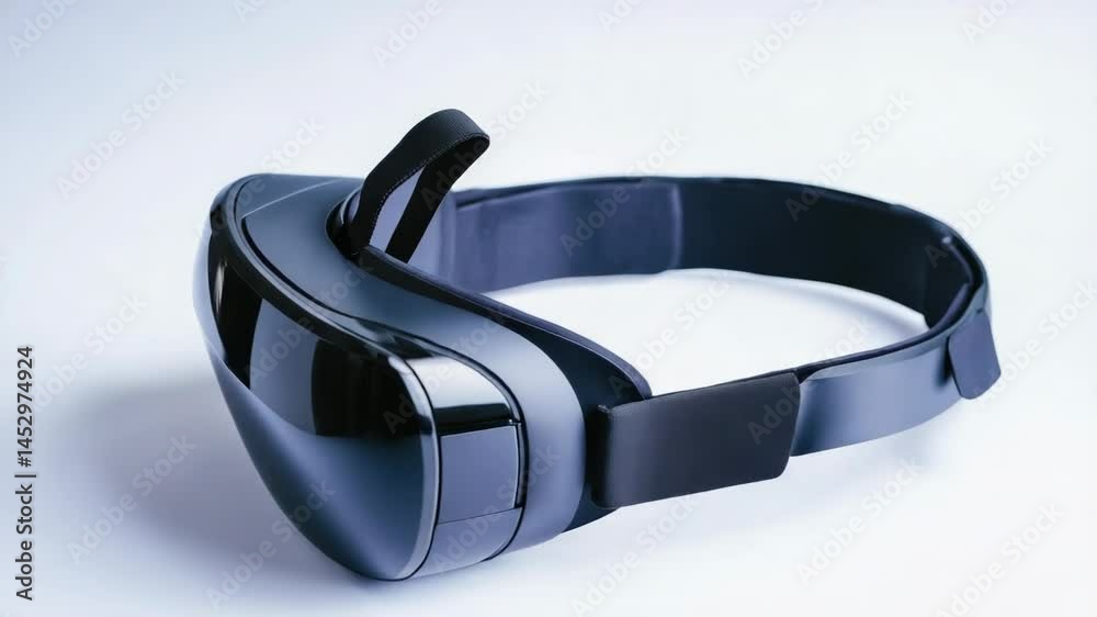 Poster a pair of virtual reality glasses sits on a table, ready for use
