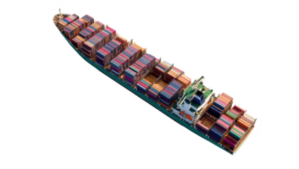Container ship white background png transparent tariff concept using for decoration.