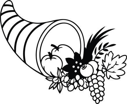 recommend clip art: Thanksgiving Cornucopia Art Silhouette Vector, vector illustration