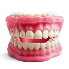 Fototapeta premium Dental model of human teeth and gums isolated on white background