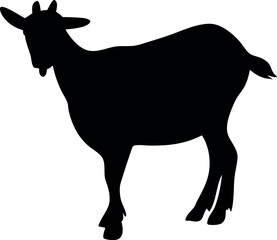 Goat Silhouette Icon – Black Farm Animal Vector Graphic