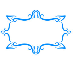 Ornamental cyan border, abstract symmetric flourish design, with black background