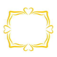 Elegant golden heart frame on solid backdrop for romantic designs creation