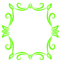 Ornate Neon Green Frame Design on Black Background for Graphic Projects